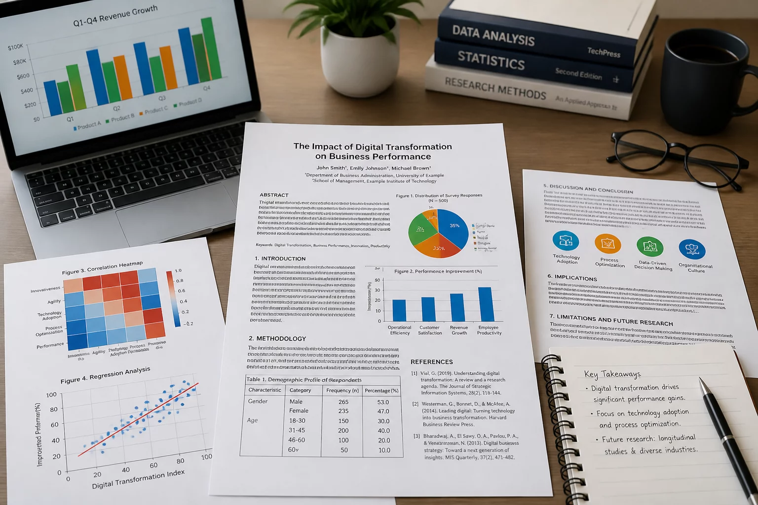 Data analysis showing relevant academic parameters